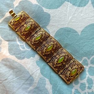 Imitation gold and opal cuff bracelet